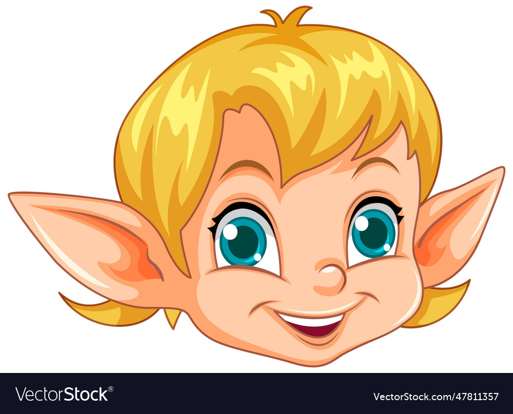 Cute Elf Head Cartoon Character Royalty Free Vector Image