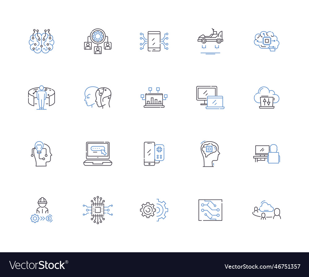 Geek nerds outline icons collection geeks Vector Image