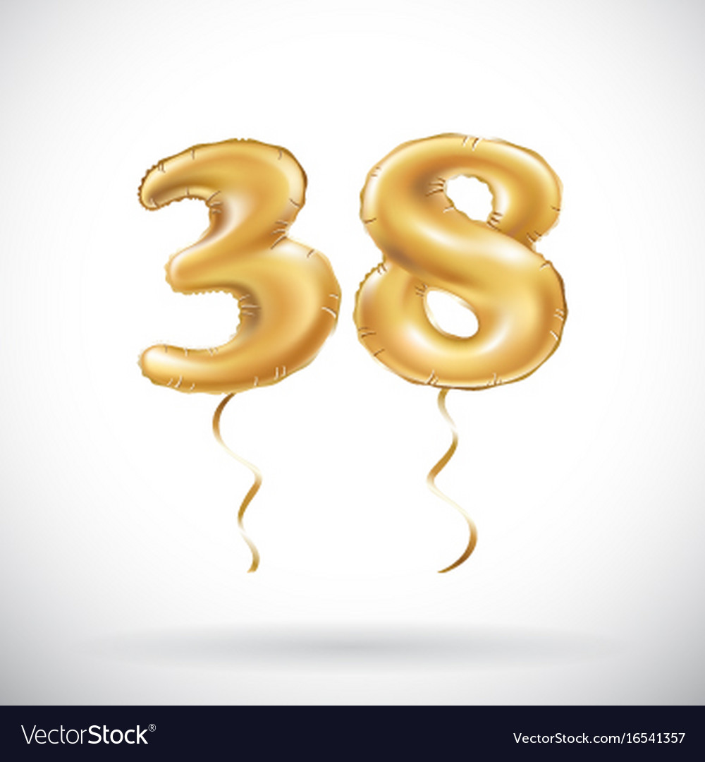 Golden Number 38 Thirty Eight Metallic Balloon Vector 16541357 