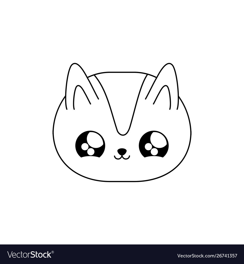 Head cute cat baby animal kawaii style Royalty Free Vector