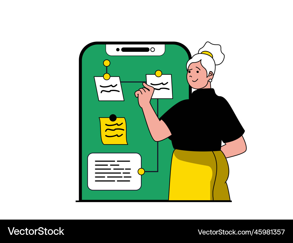 Productivity workplace concept with character Vector Image