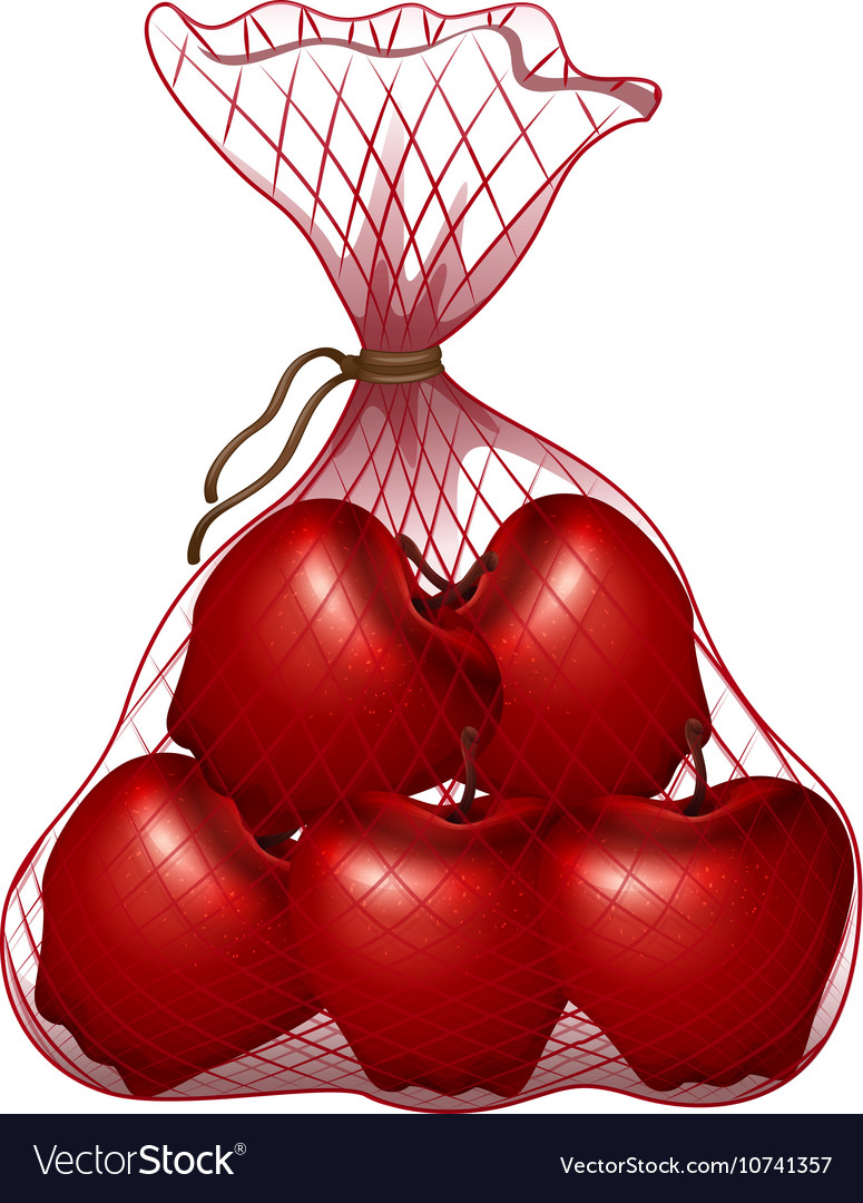 Red apples in bag Royalty Free Vector Image VectorStock