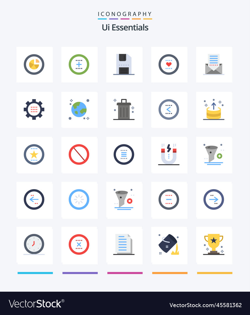 Creative ui essentials 25 flat icon pack Vector Image
