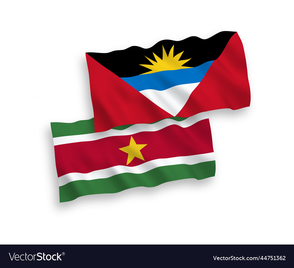 Flags of republic suriname and antigua Royalty Free Vector