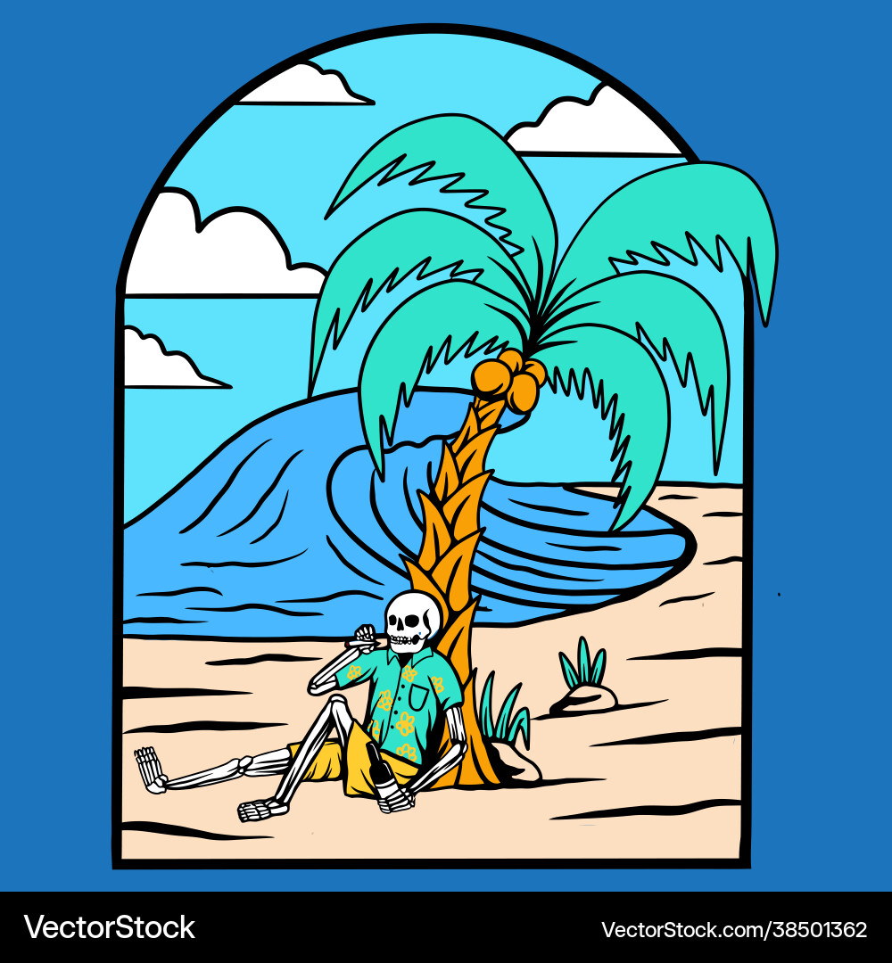 Skull summer beach Royalty Free Vector Image - VectorStock