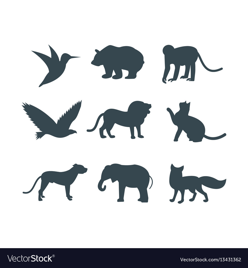Wild animals jungle pets logo silhouette Vector Image Wild animals jungle pets logo silhouette Vector Image