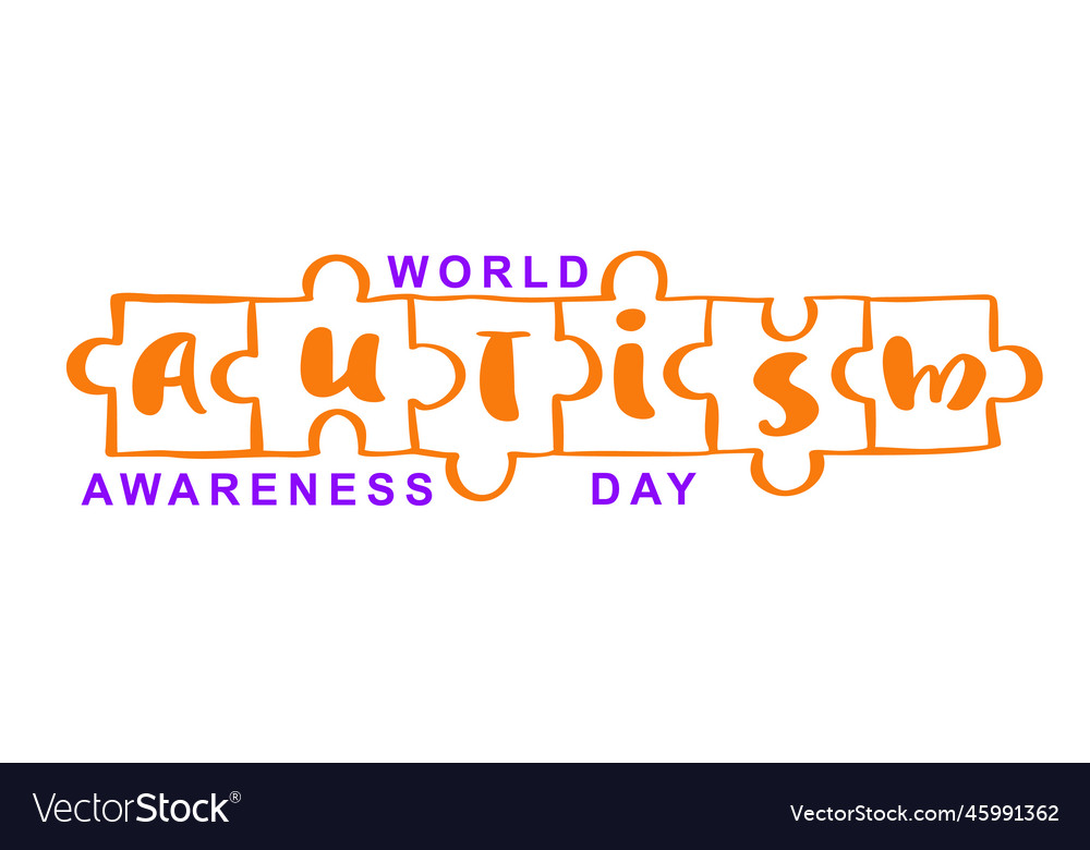 World Autism Awareness Day Calligraphic Royalty Free Vector