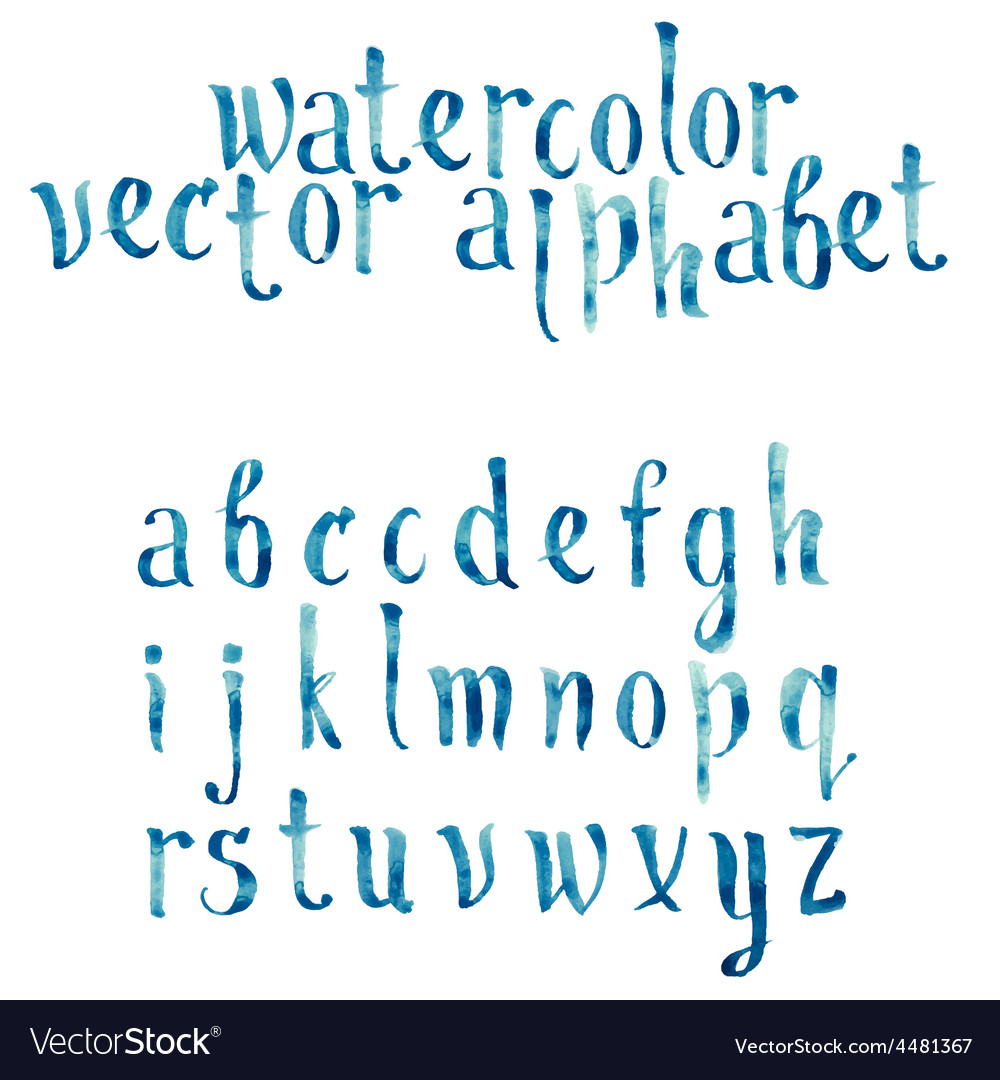 Colorful watercolor aquarelle font type