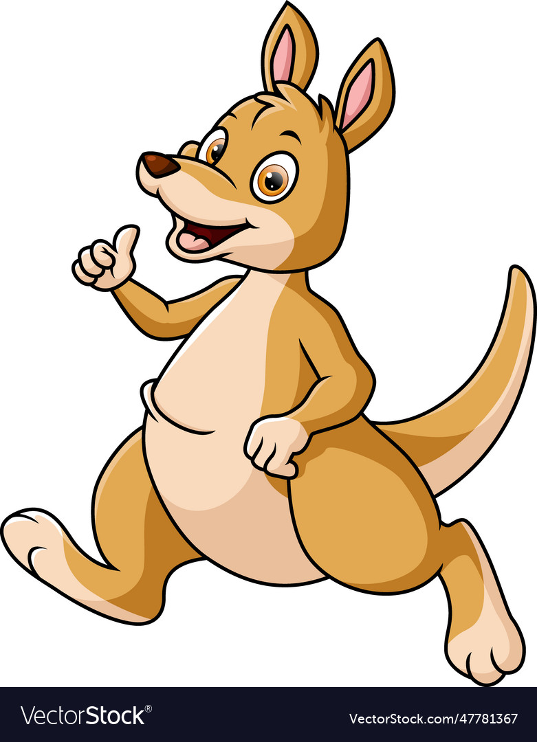 Cute kangaroo cartoon on white background Vector Image