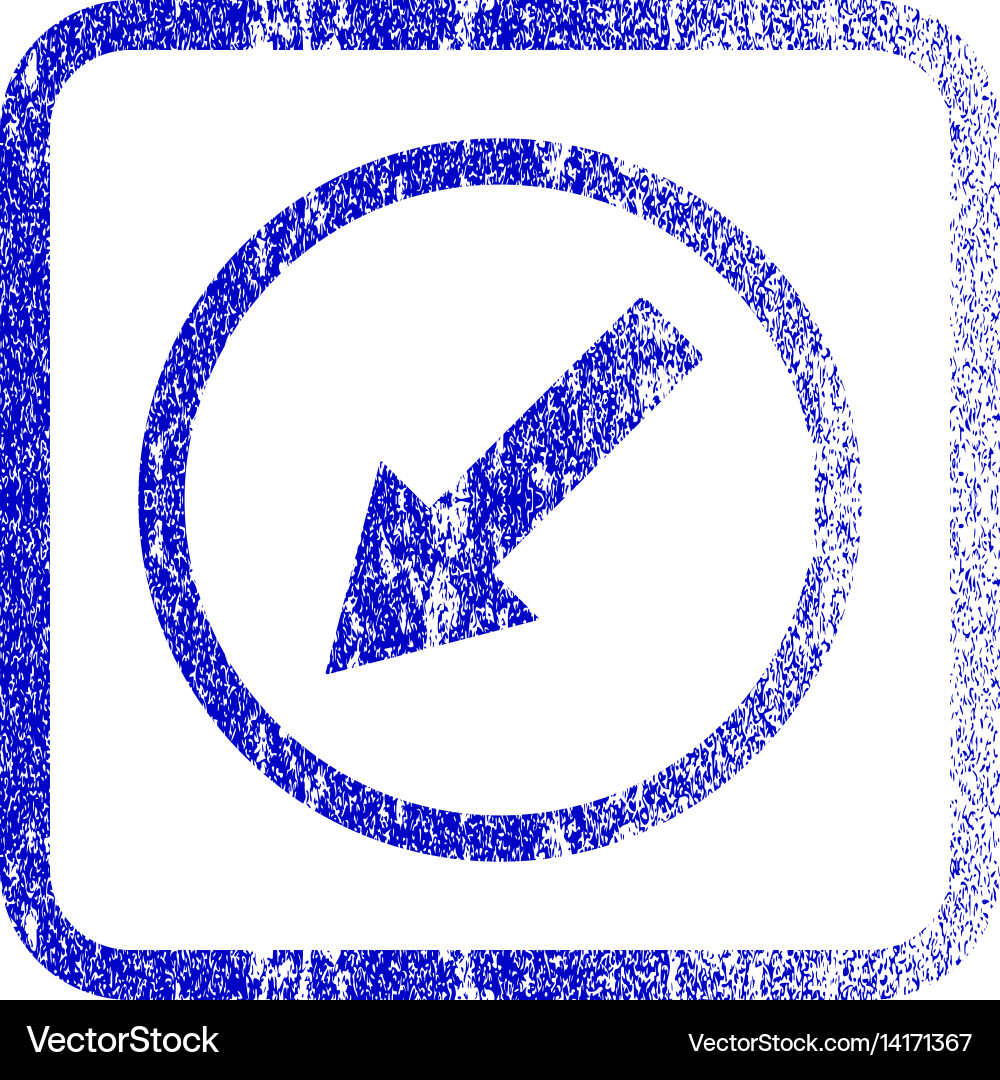 Down-left rounded arrow framed textured icon Vector Image
