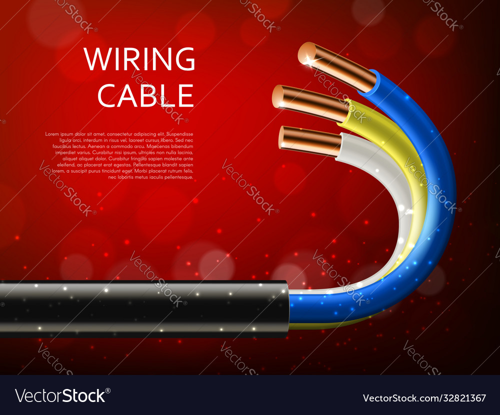 Electrical power cable with realistic copper wires