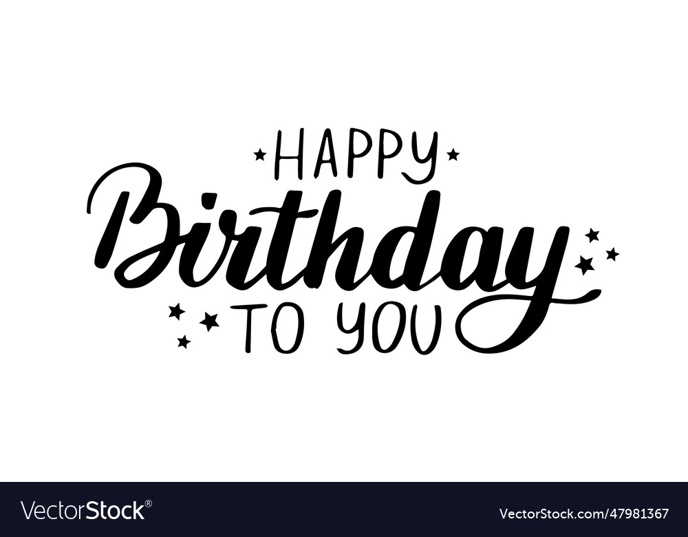 Happy birthday handwritten lettering for card Vector Image