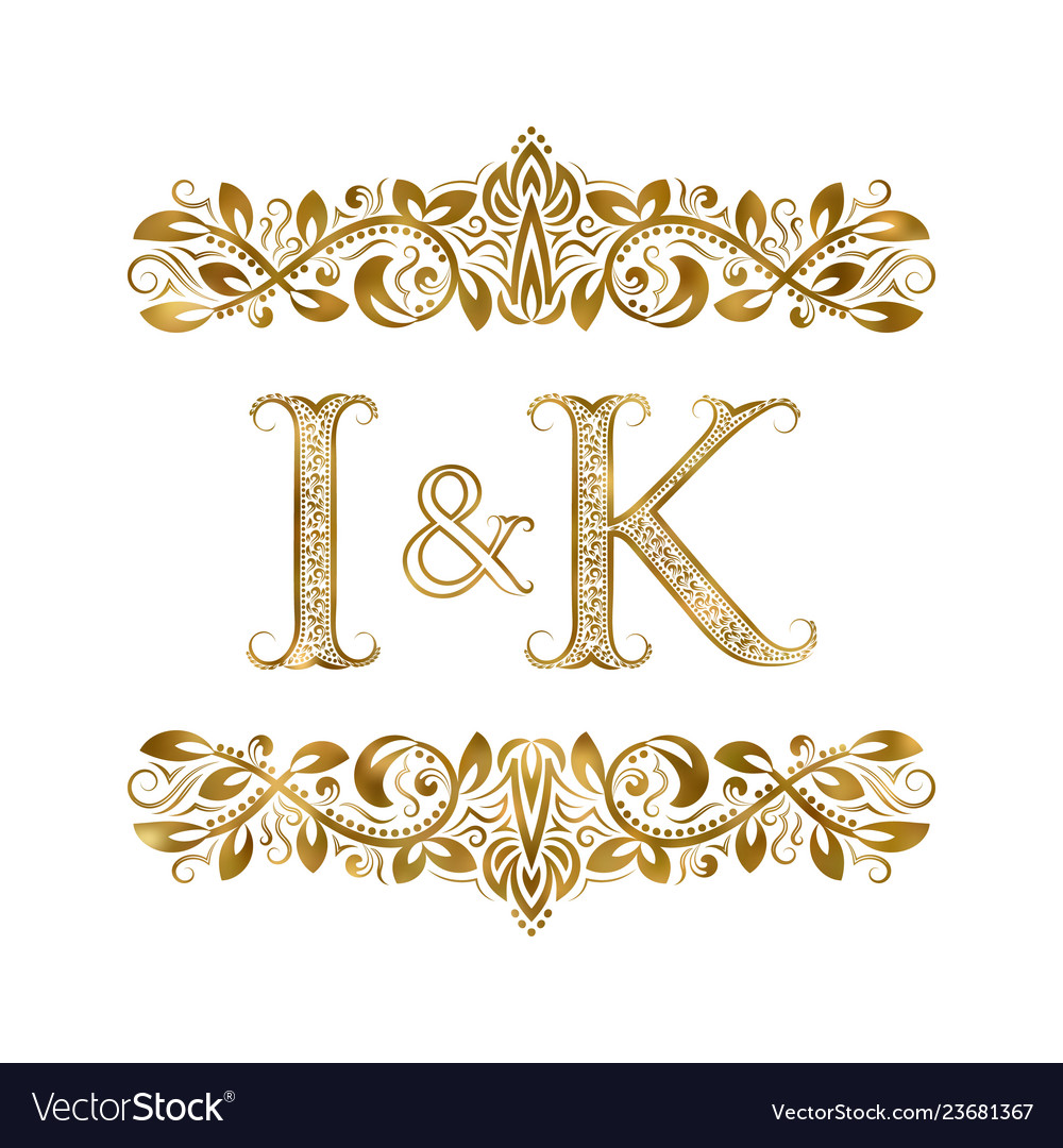 I and k vintage initials logo symbol letters Vector Image