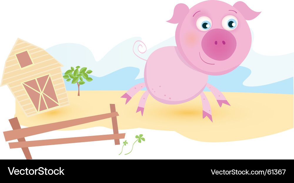 Pig on farm Royalty Free Vector Image - VectorStock