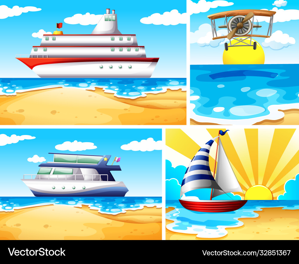 Set summer beach background Royalty Free Vector Image