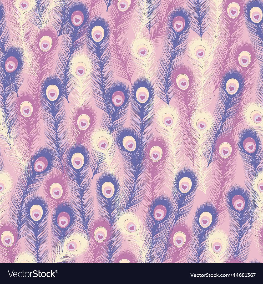 Valentine Peacock Feather Seamless Pattern Vector Image 5644