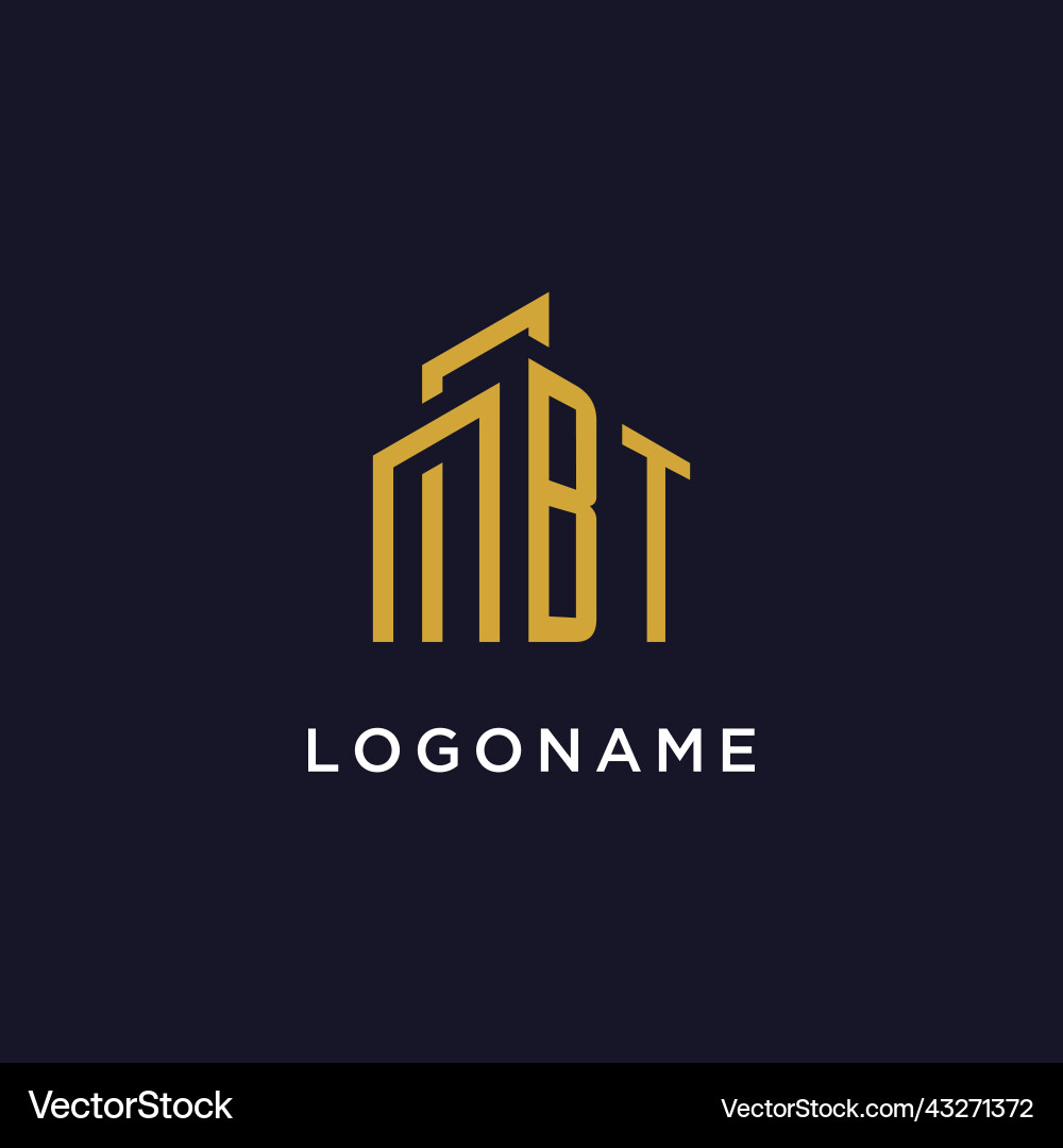 Bt initial monogram with building logo design Vector Image