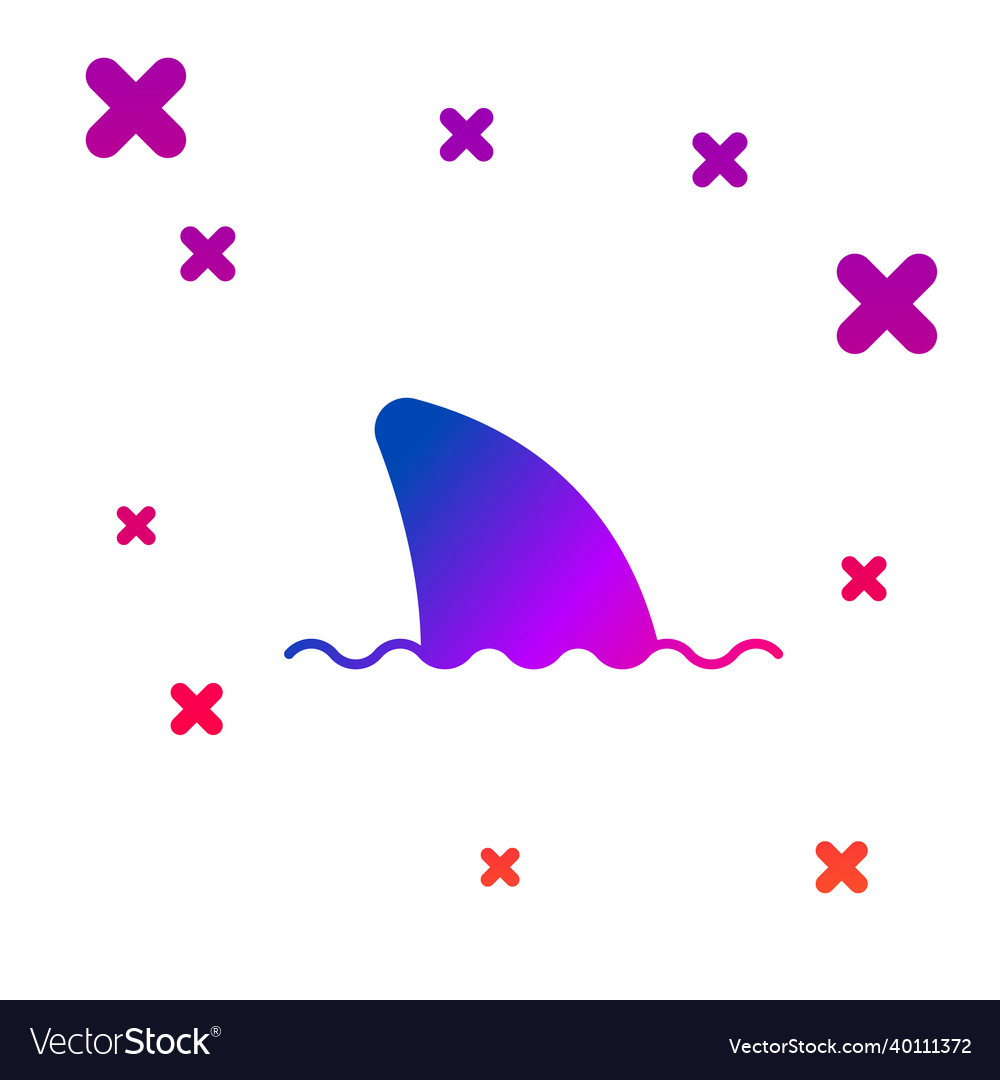 Color shark fin in ocean wave icon isolated Vector Image