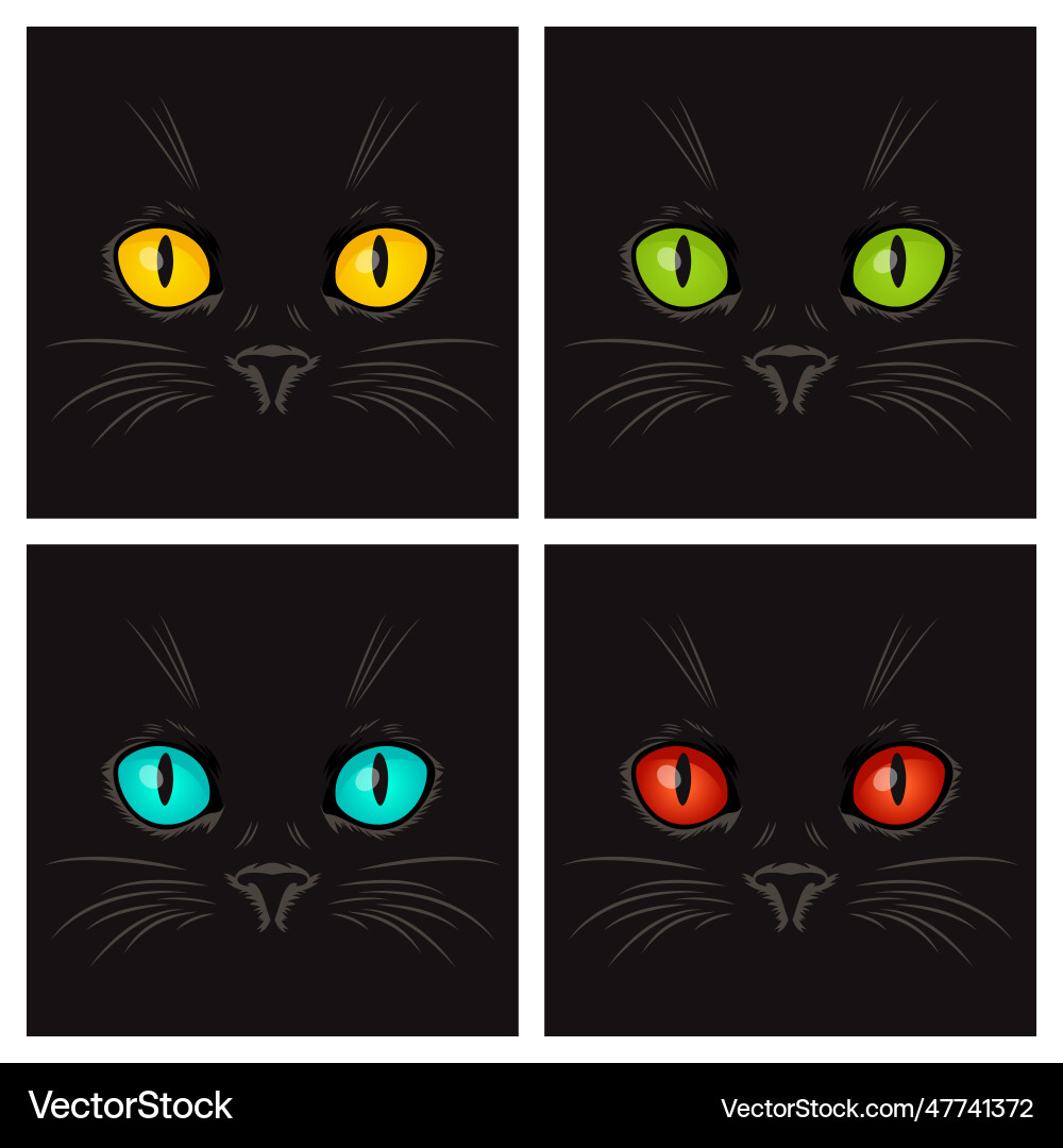 Flat yellow green blue red cats eye Royalty Free Vector