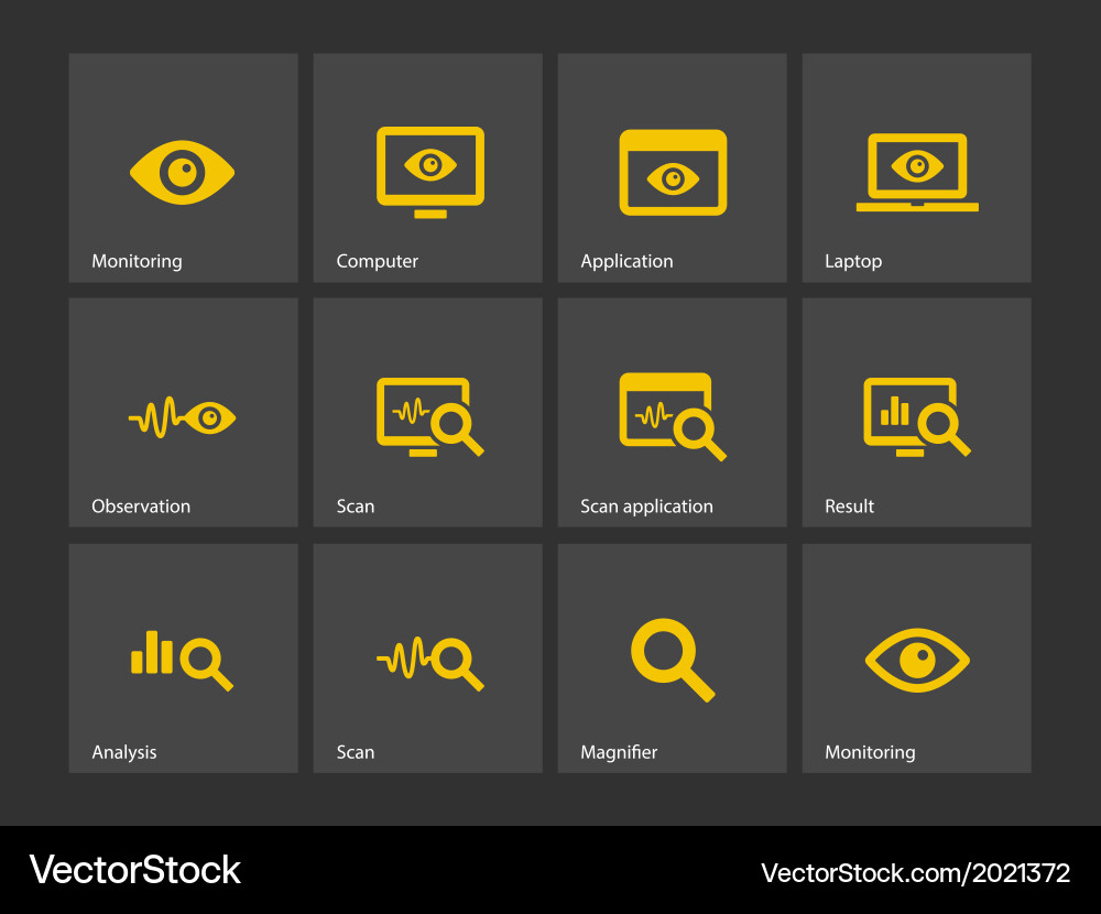 Monitoring icons Royalty Free Vector Image - VectorStock