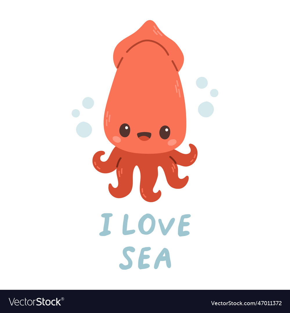 Sea life lettering quote decorated with cute Vector Image