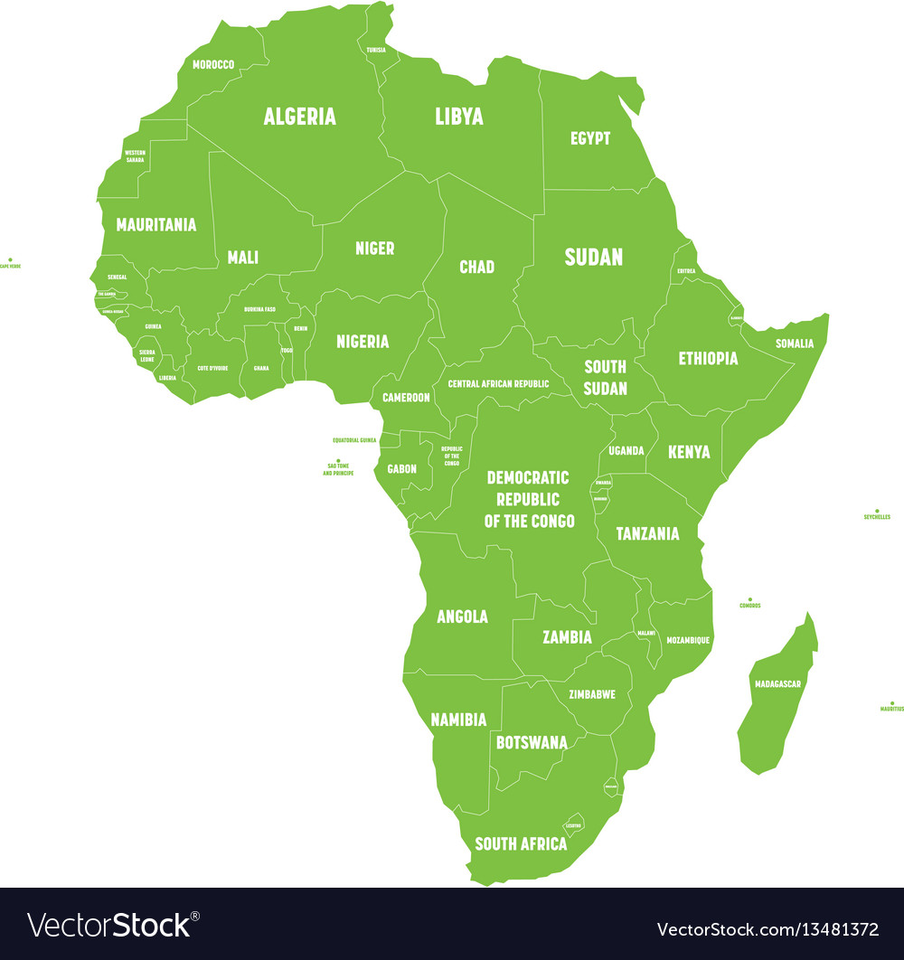 continent of africa map Simple Flat Green Map Of Africa Continent With Vector Image continent of africa map