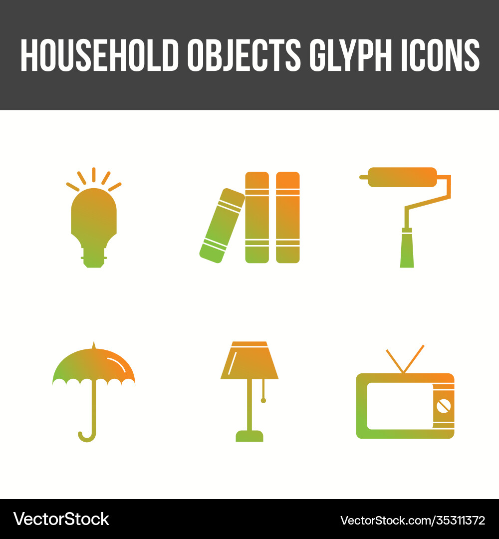 Unique household objects icon set Royalty Free Vector Image