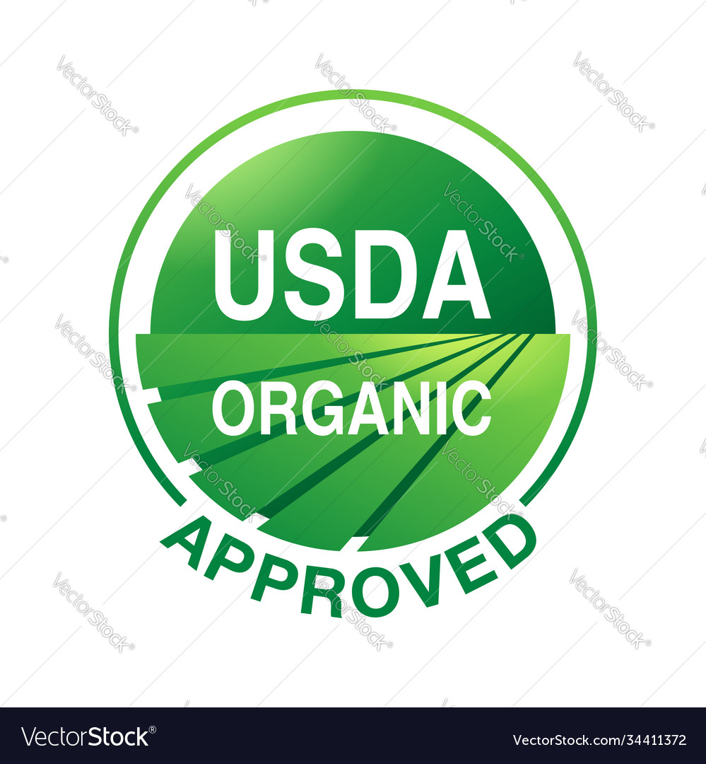 Usda organic approved emblem Royalty Free Vector Image