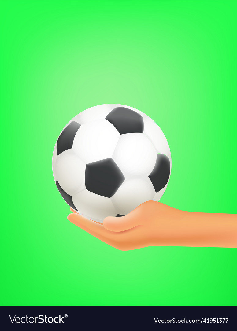 Man holding soccer ball in a hand 3d Royalty Free Vector