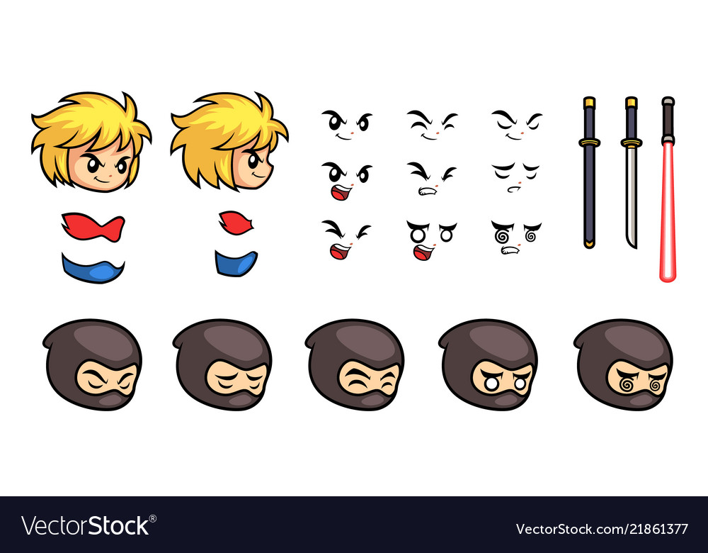 miscellaneous-facial-expression-game-sprites-vector-image