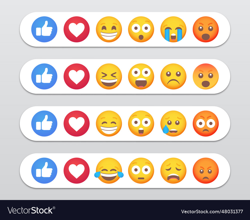 Set of emoji emoticon reactions and like icons Vector Image