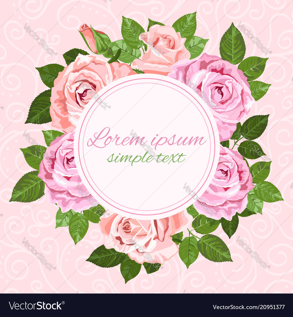 wedding invitations with pink and beige roses vector image