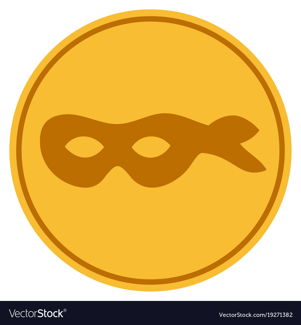 Anonymous Mask Gold Coin Royalty Free Vector Image