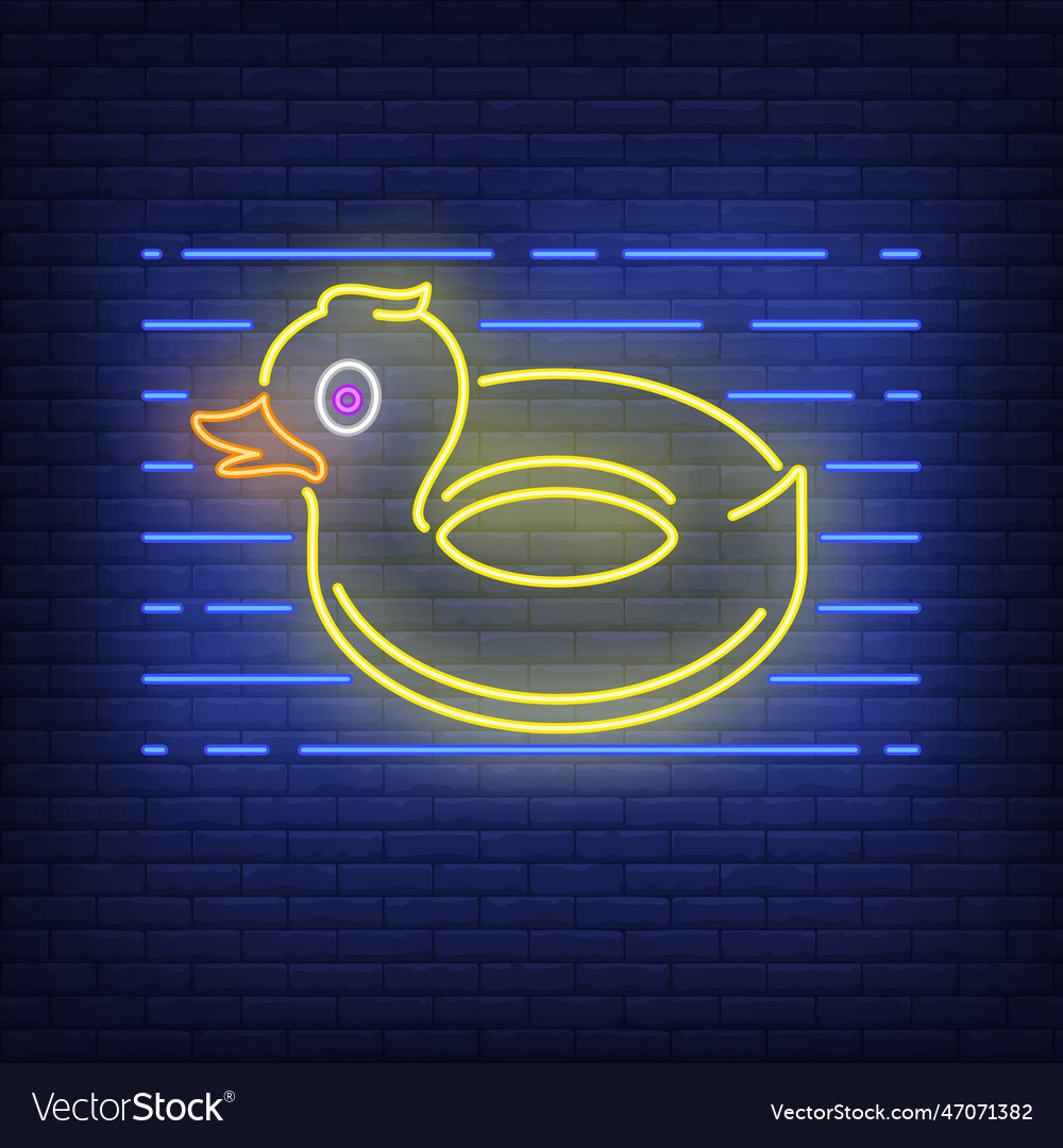 Duck rubber ring neon sign Royalty Free Vector Image