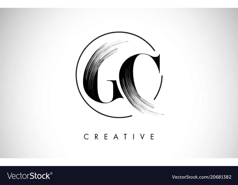 Gc brush stroke letter logo design black paint Vector Image