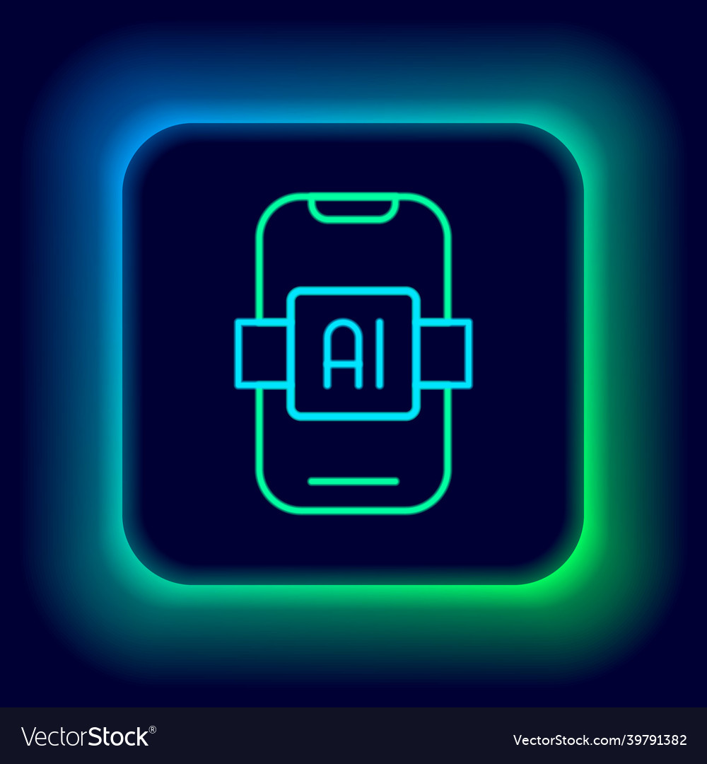Glowing neon line artificial intelligence ai icon Vector Image