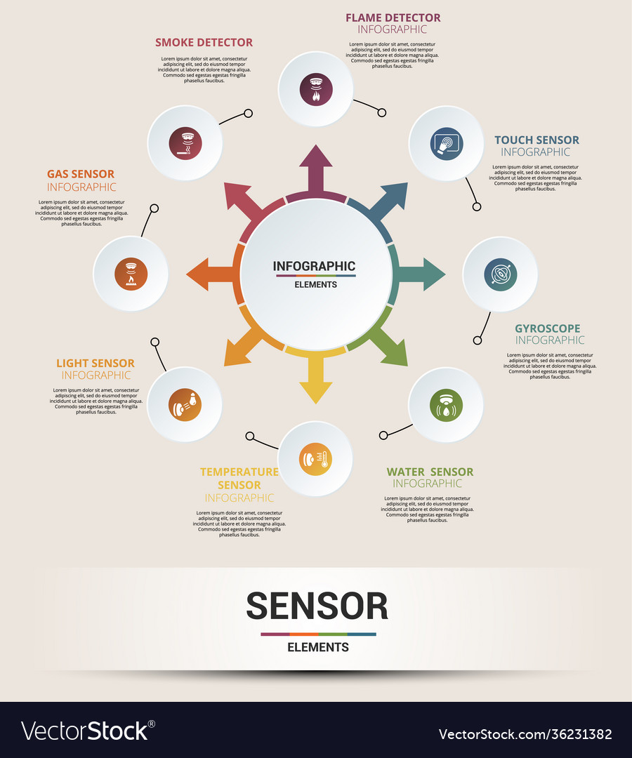 Infographic sensor template icons in different Vector Image