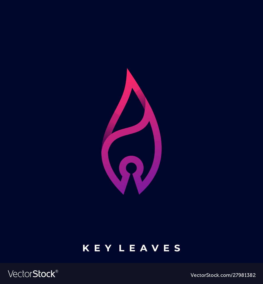 Leaf Key Line Art Design Template Royalty Free Vector Image