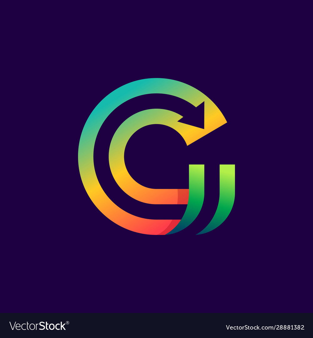 Letter g logo with arrow inside Royalty Free Vector Image