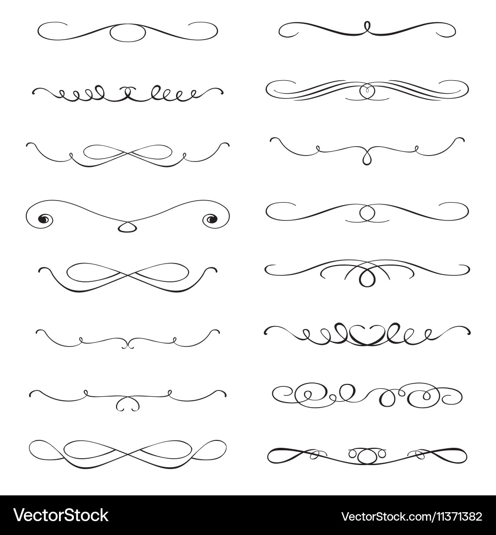 Set calligraphic design elements Royalty Free Vector Image