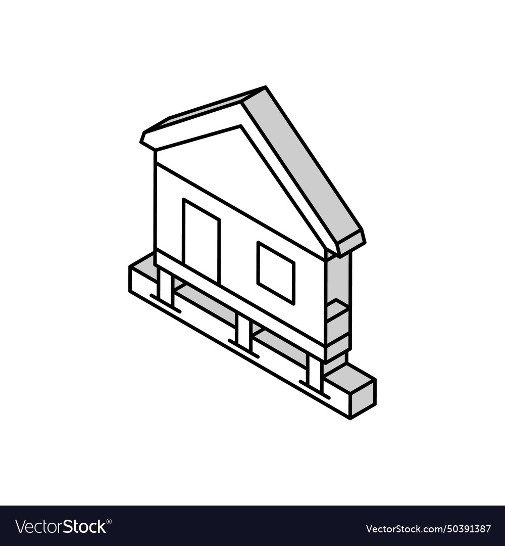 Bungalow house isometric icon Royalty Free Vector Image