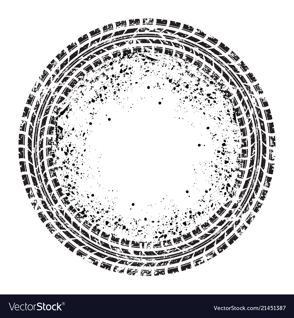 Circle grunge tire track frame Royalty Free Vector Image