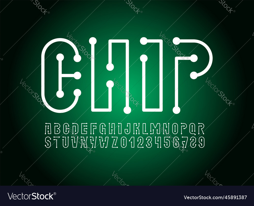 Digital technology font future techno alphabet Vector Image