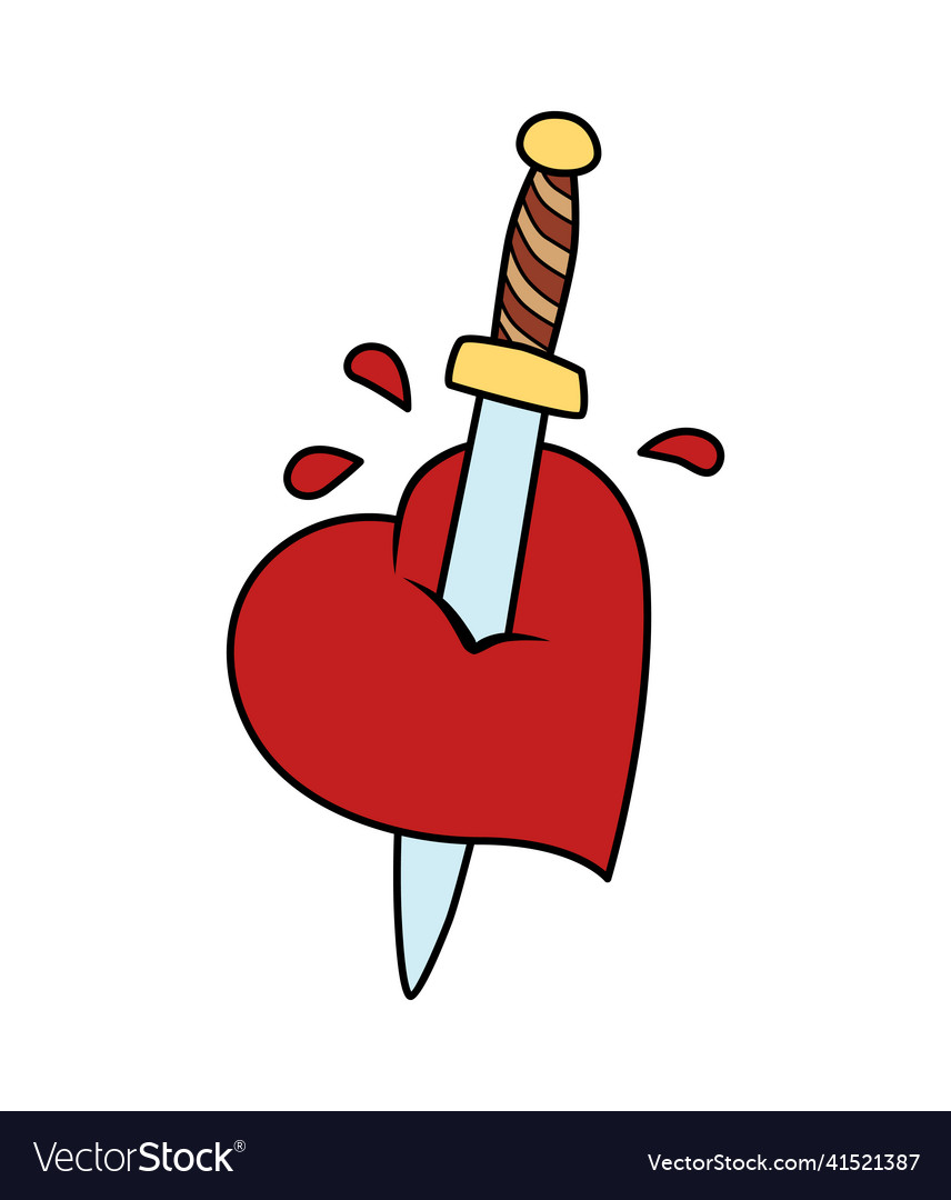 Heart sword tattoo composition Royalty Free Vector Image