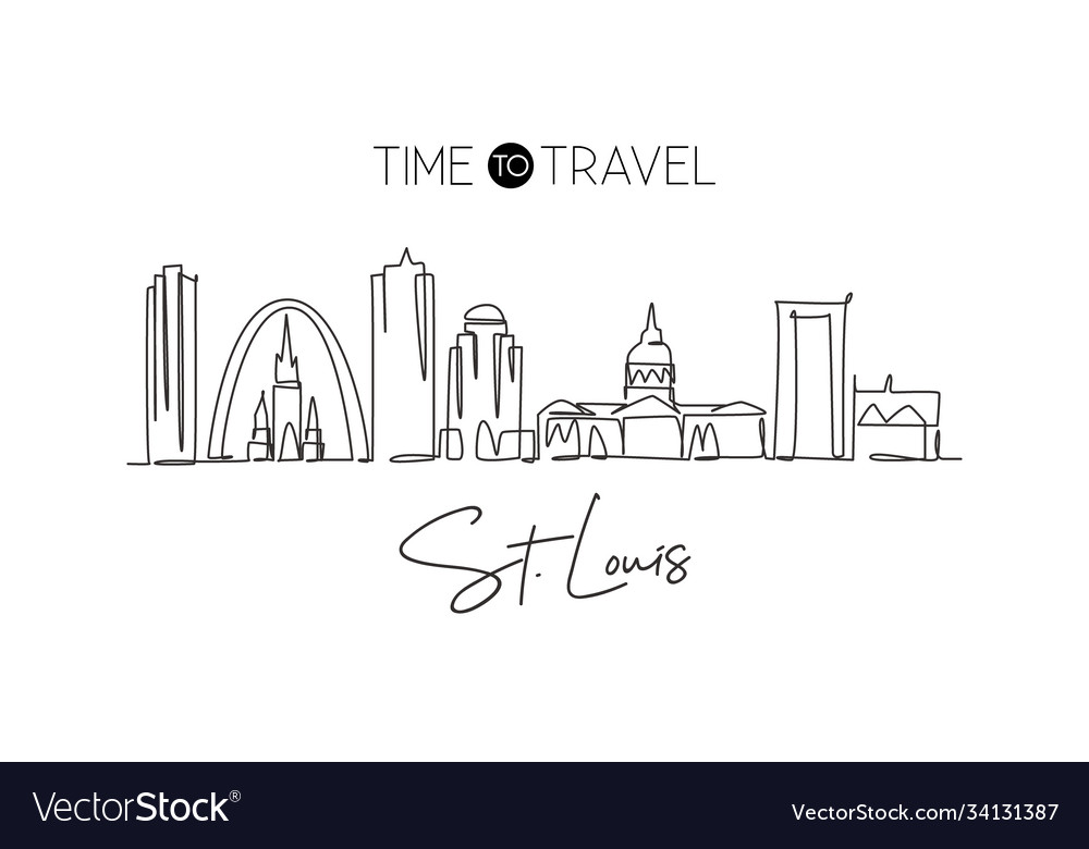 One continuous line drawing st louis city Vector Image