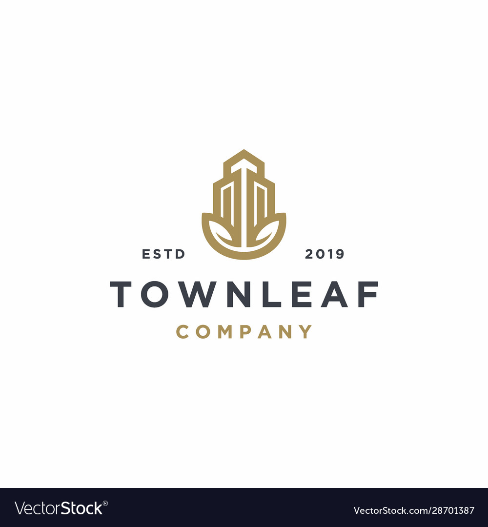 Real estate property with leaf icon logo template vector image Real estate property with leaf icon logo template