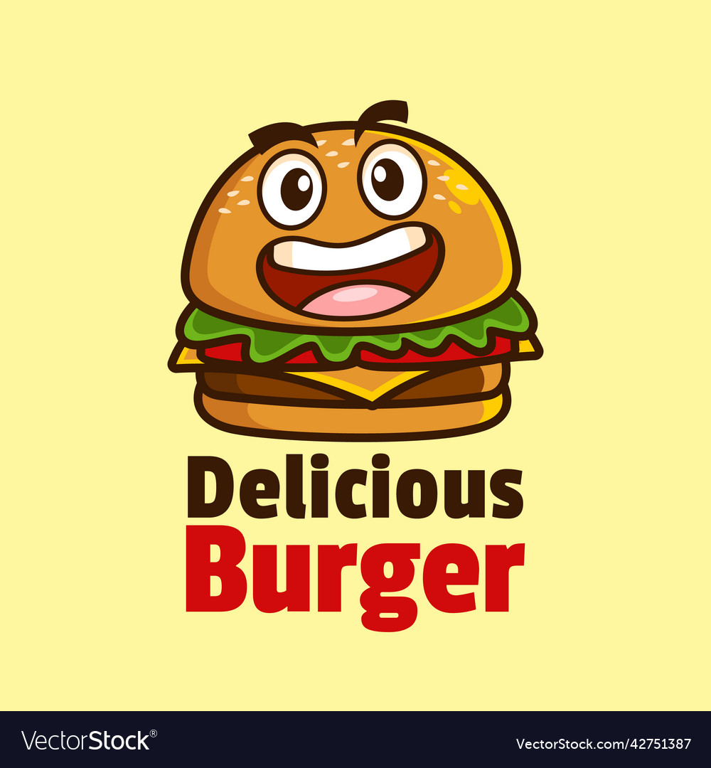 Smile Cartoon Mascot Burger Logo Design Royalty Free Vector 4885