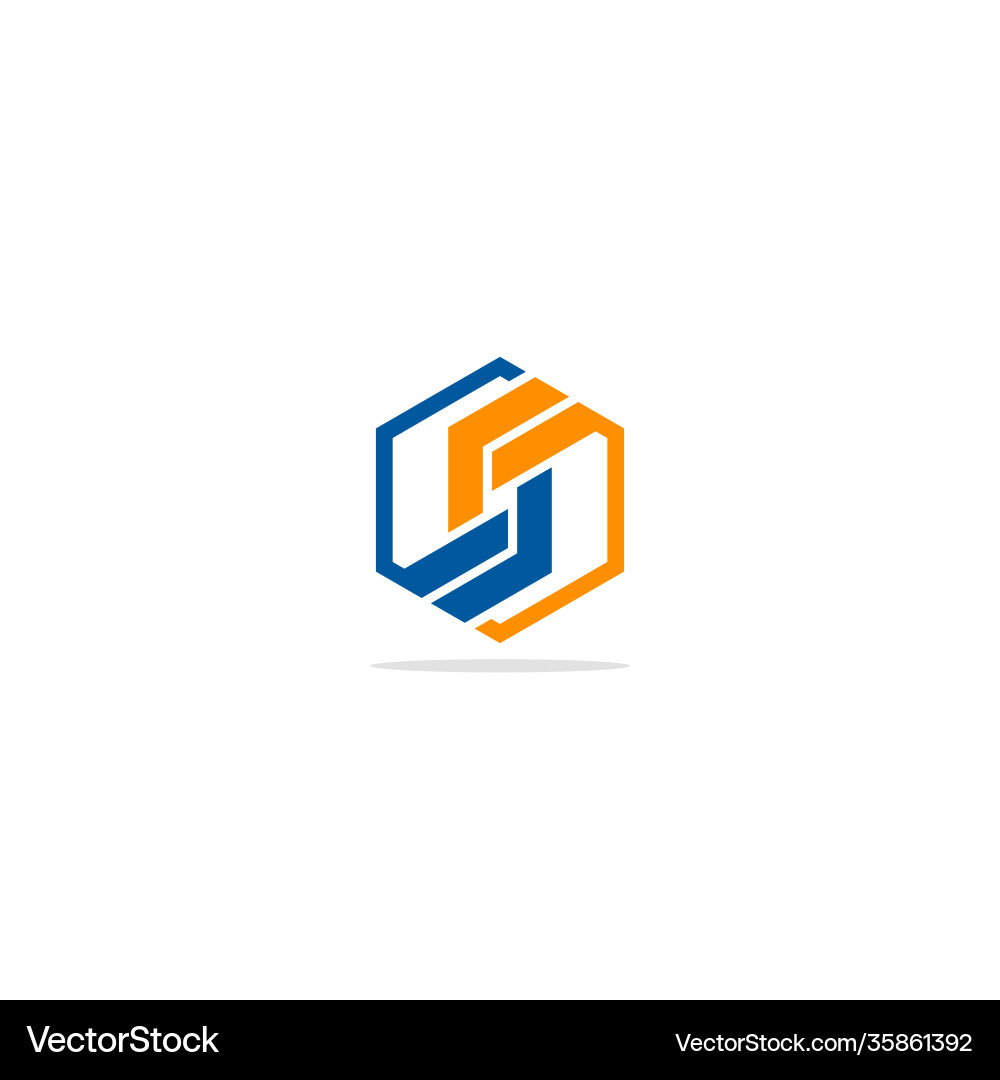 Circle polygon geometry colored logo Royalty Free Vector