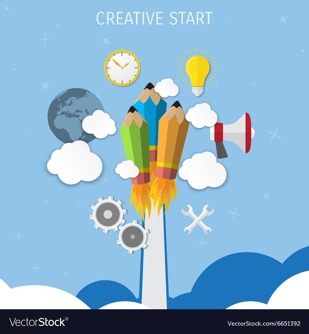 Creative start concept flat Royalty Free Vector Image