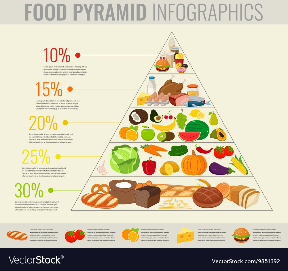 Food Pyramid Healthy Eating Infographic Healthy Vector Image